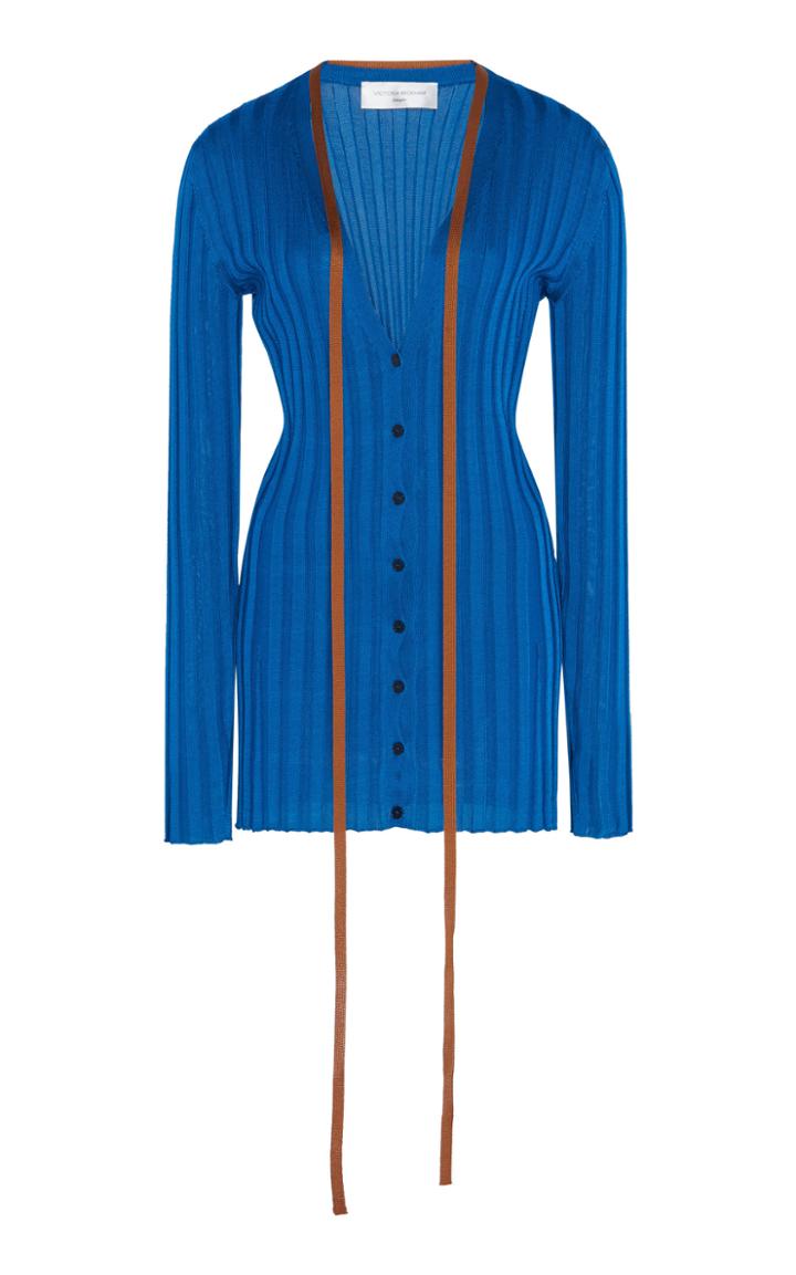 Moda Operandi Victoria Beckham Ribbed-knit Ribbon Cardigan Size: Xs