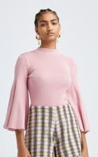 Moda Operandi Oscar De La Renta Flared Sleeve Silk-blend Mockneck Top