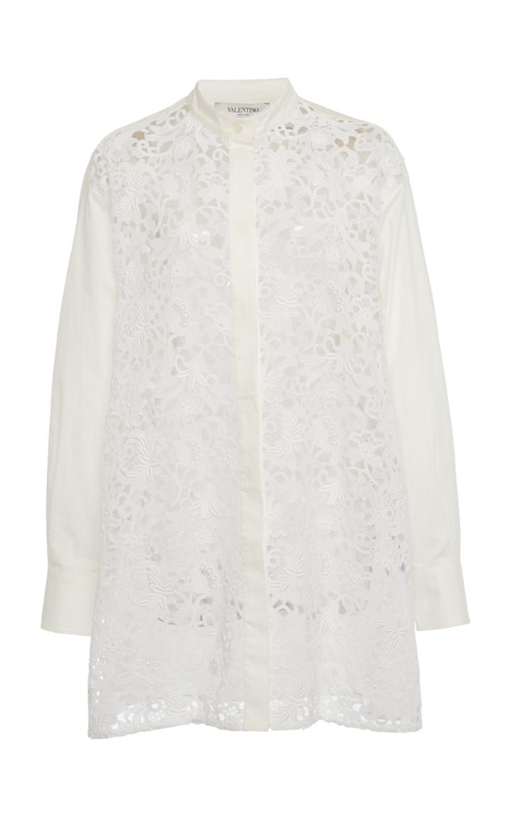 Moda Operandi Valentino Macram-paneled Poplin Shirt