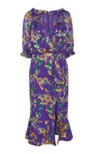 Saloni Olivia Ruffled Floral-print Silk-chiffon Midi Dress
