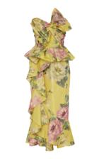 Marchesa Floral Printed Strapless Dress