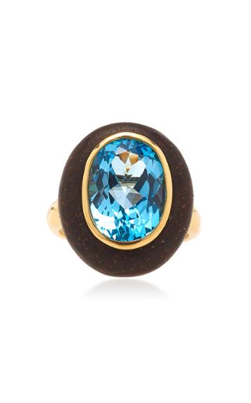 Maria Canale 18k Gold And Topaz Wood Ring