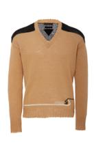 Prada Logo-embroidered Wool V-neck Sweater