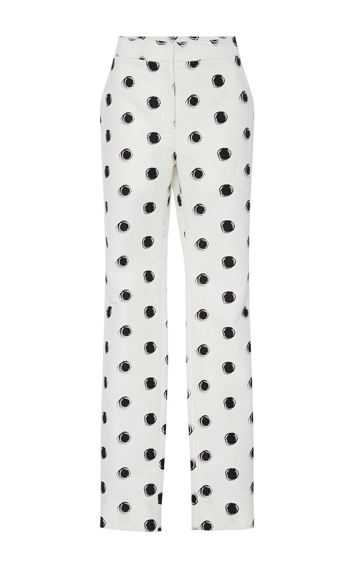 Monique Lhuillier Polka Dot Straight Leg Trousers