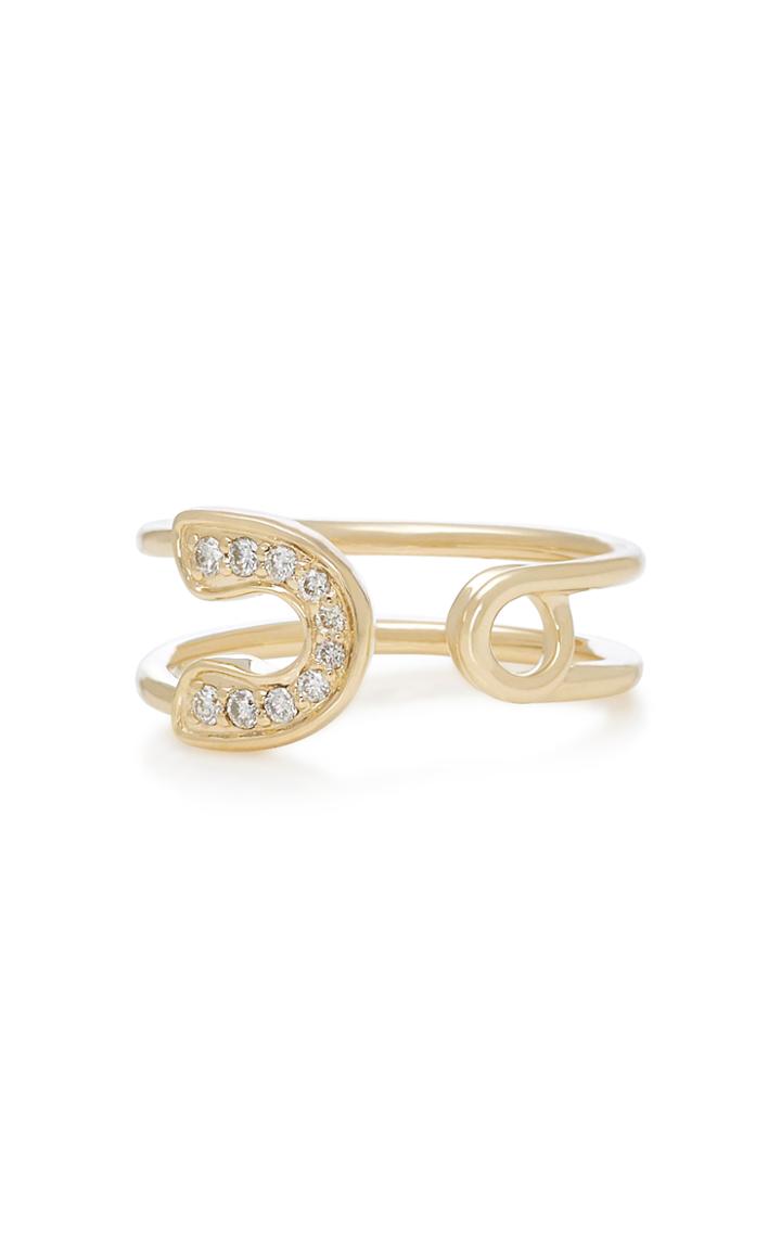Sydney Evan Pave Safety Pin Ring