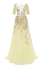 Georges Hobeika Short Sleeve Embellished Gown