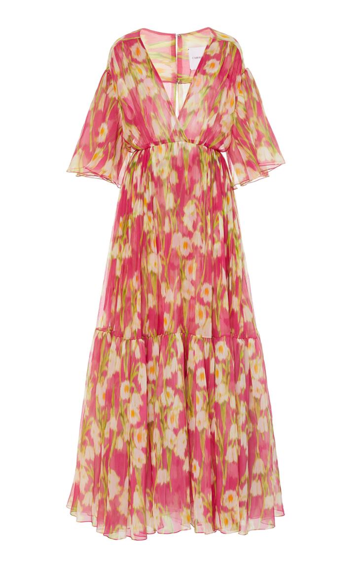 Moda Operandi Carolina Herrera Silk Cape Gown Size: 2