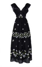 Moda Operandi Gl Hrgel Embroidered Linen Open-back Tiered Maxi Dress Size: S