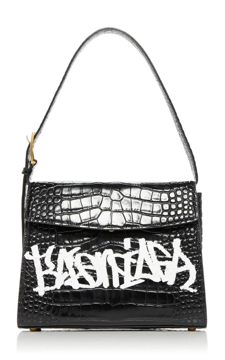 Balenciaga Ghost Printed Croc-effect Leather Shoulder Bag
