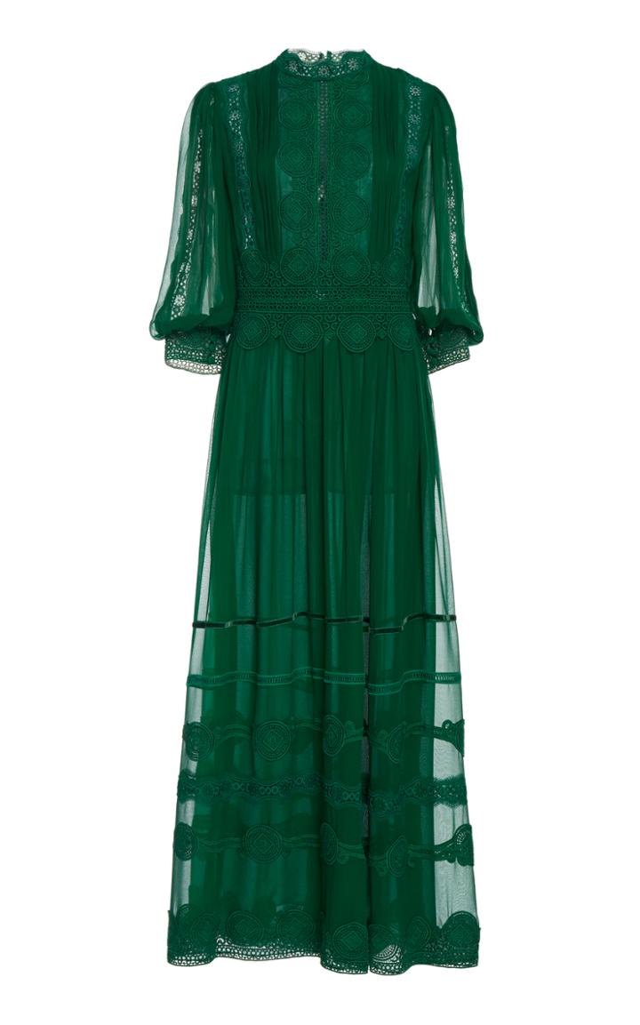 Costarellos Silk Chiffon Midi Dress