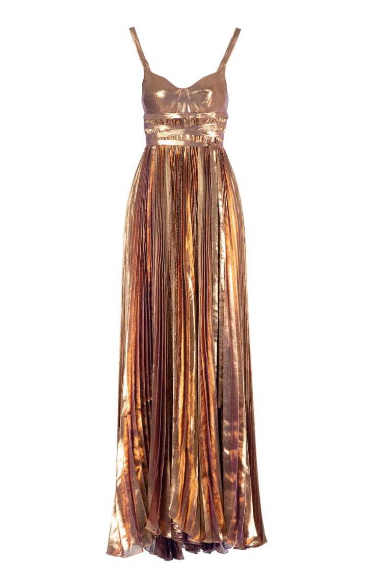 Moda Operandi Maria Lucia Hohan Evelina Metallic Pliss Gown Size: 38