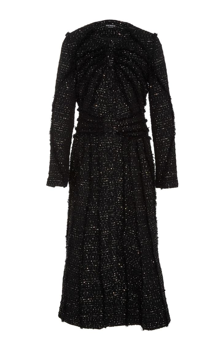 Oday Shakar Italian Paillette Tweed Seamed Coat