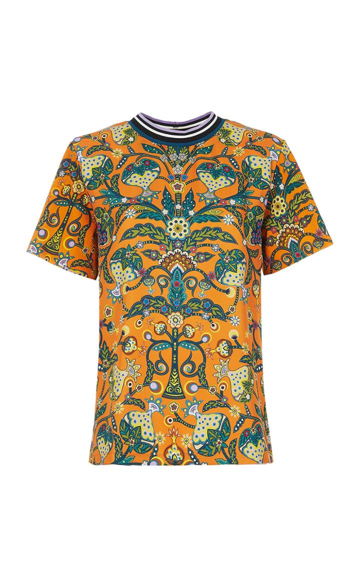 Moda Operandi La Doublej Sciura Printed Cotton-silk T-shirt