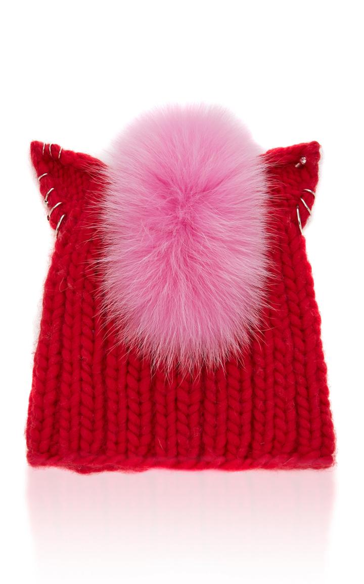 Eugenia Kim Felix Fox Fur-trimmed Cable-knit Beanie