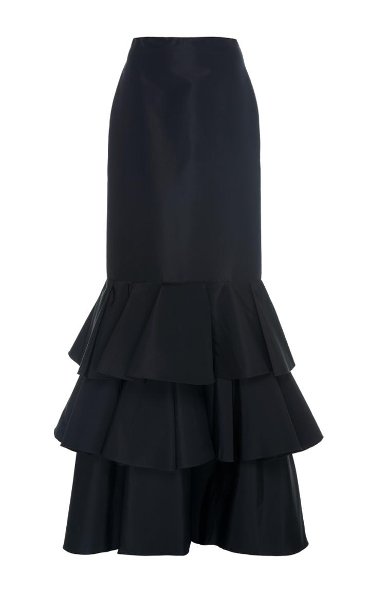 Johanna Ortiz Atalanta Silk Faille Tiered Skirt