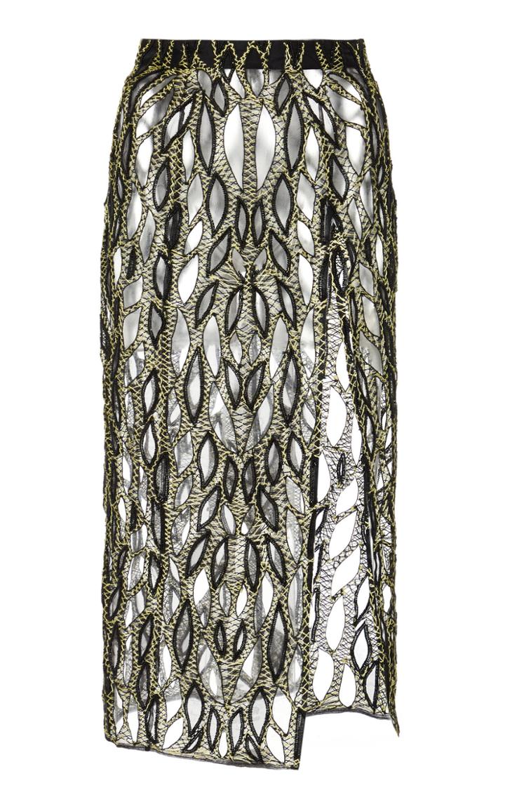 Moda Operandi Alitte Lazer Cut Silk Embroidered Skirt Size: 0