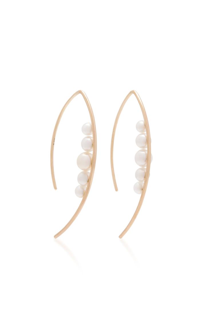 Mizuki Small Graduated Pearl Marquis Earrings