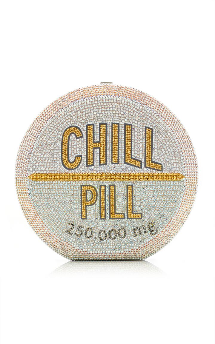 Judith Leiber Couture Happy Chill Pill Crystal Disc Clutch