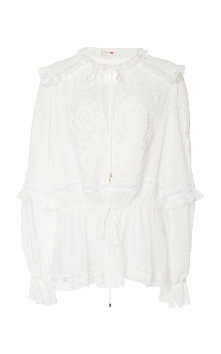 Zuhair Murad Blouson Sleeve Cotton-blend Top