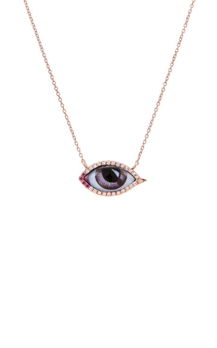 Moda Operandi Lito 14k Rose Gold & Enamel Eye Necklace