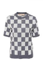 Marni Checkered Wool-blend Crewneck Sweater