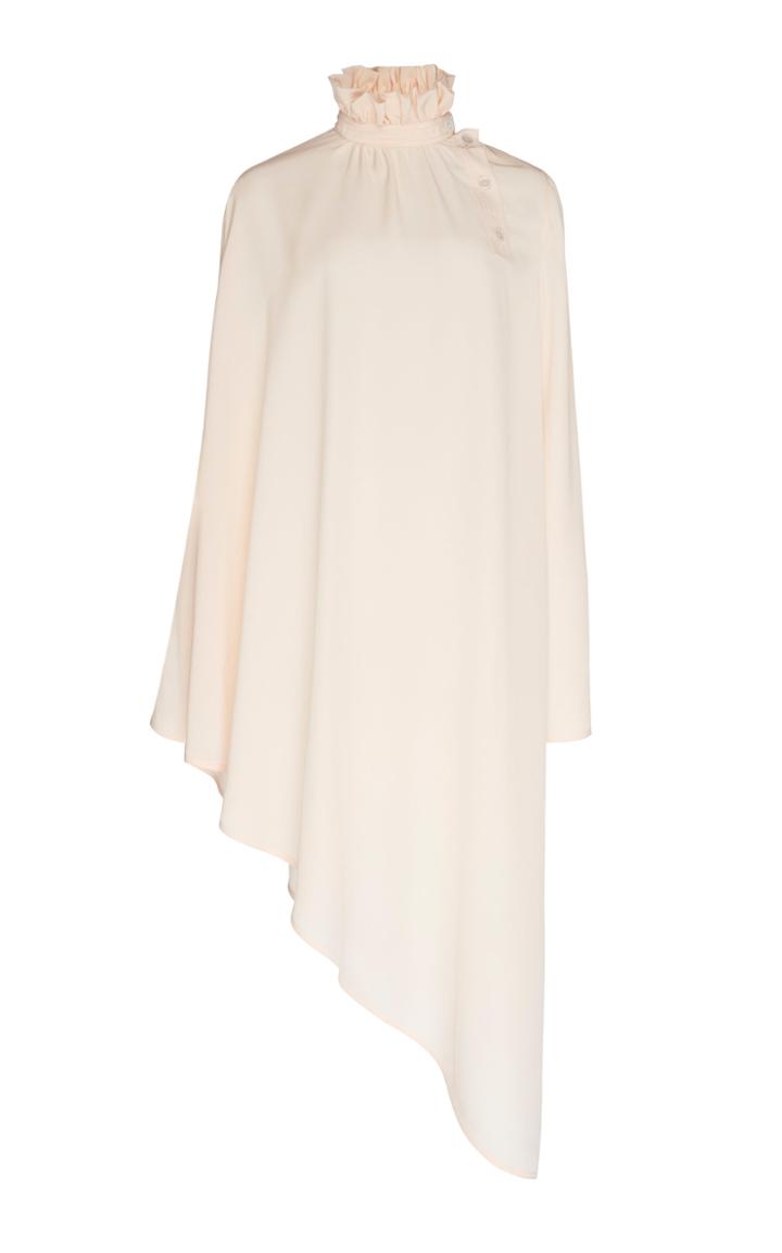 Calvin Klein 205w39nyc Asymmetric Silk De Chine Dress With Ruched Collar