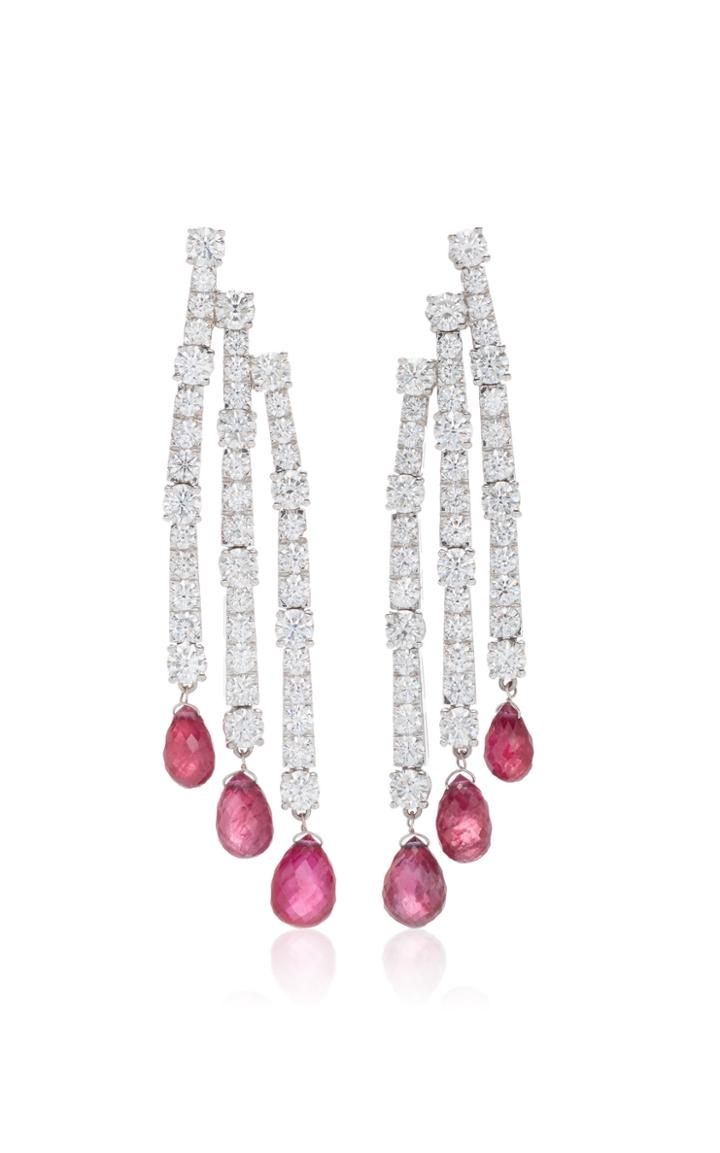 Giovane 18k White Gold Diamond And Ruby Earrings