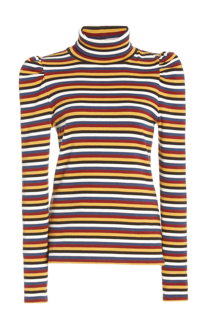 Moda Operandi Veronica Beard Cedar Striped Pima Cotton Turtleneck Top