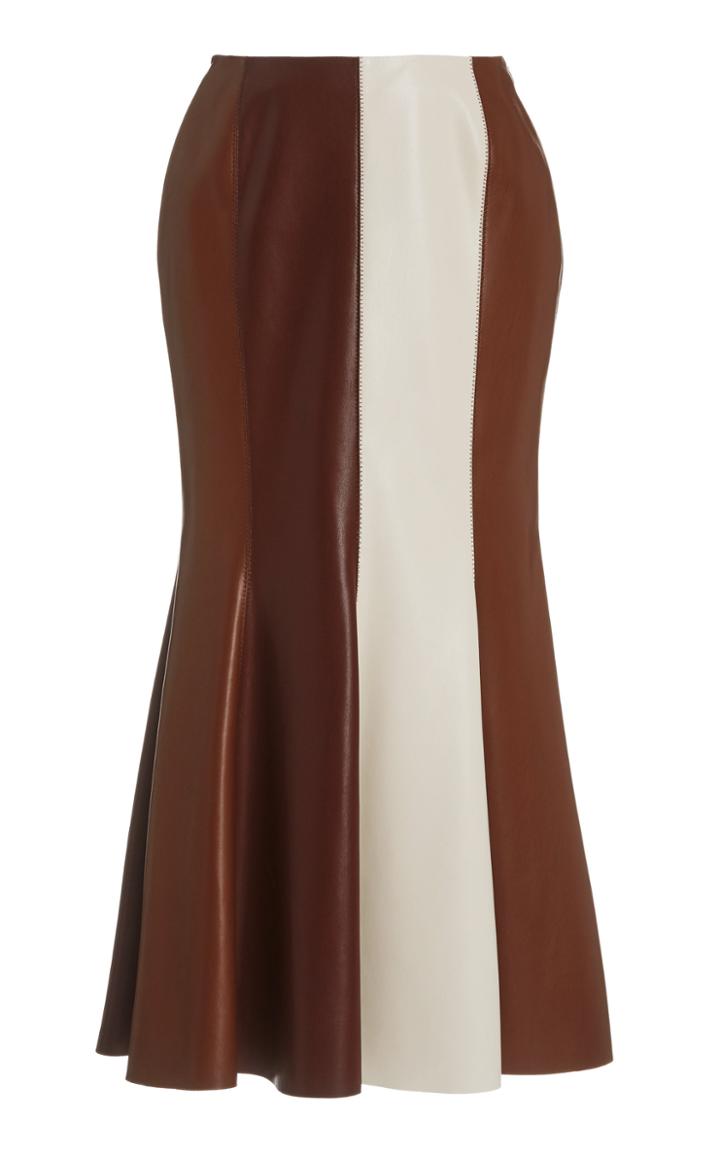Nanushka Artem Color-block Vegan Leather Midi Skirt