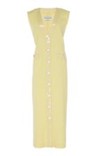 Rowen Rose Vinyl-trimmed Button-up Crepe Midi Dress