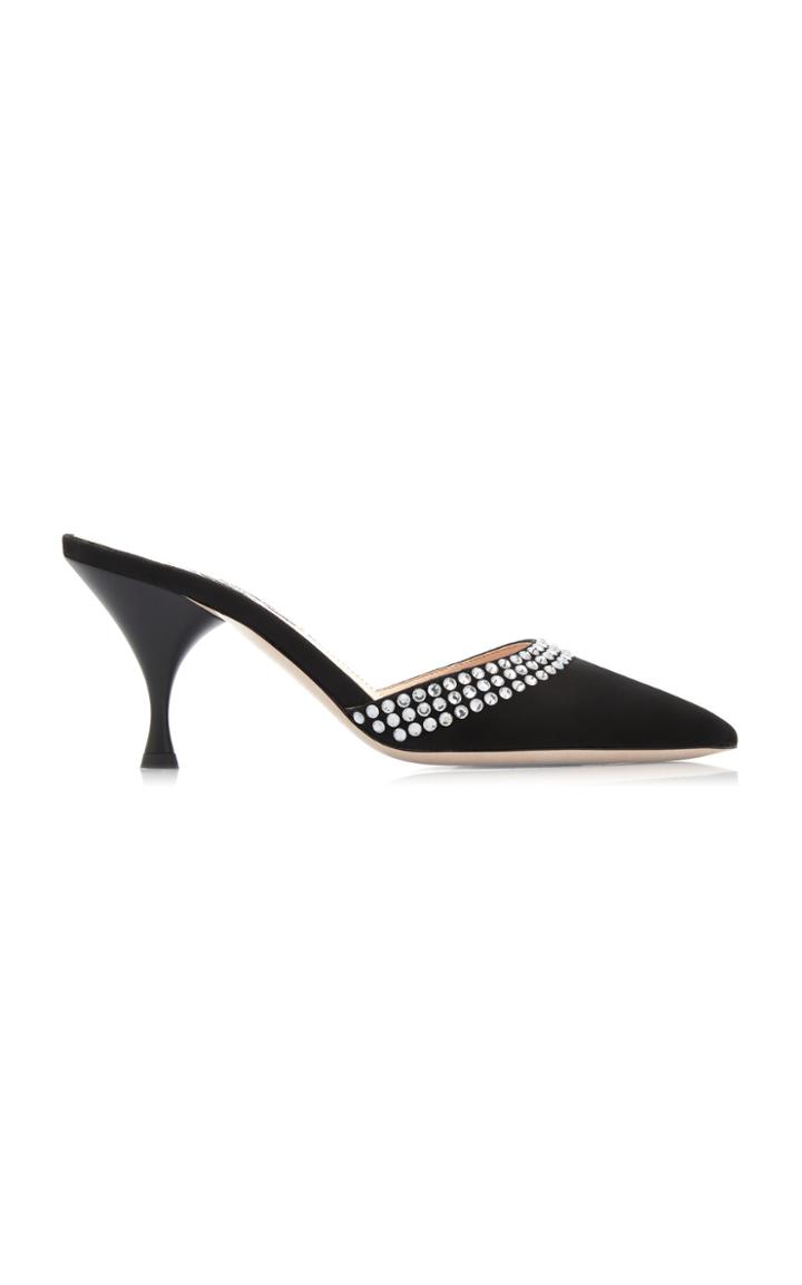 Miu Miu Crystal-embellished Satin Mules