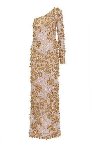 Moschino One-sleeve Embellished Gown