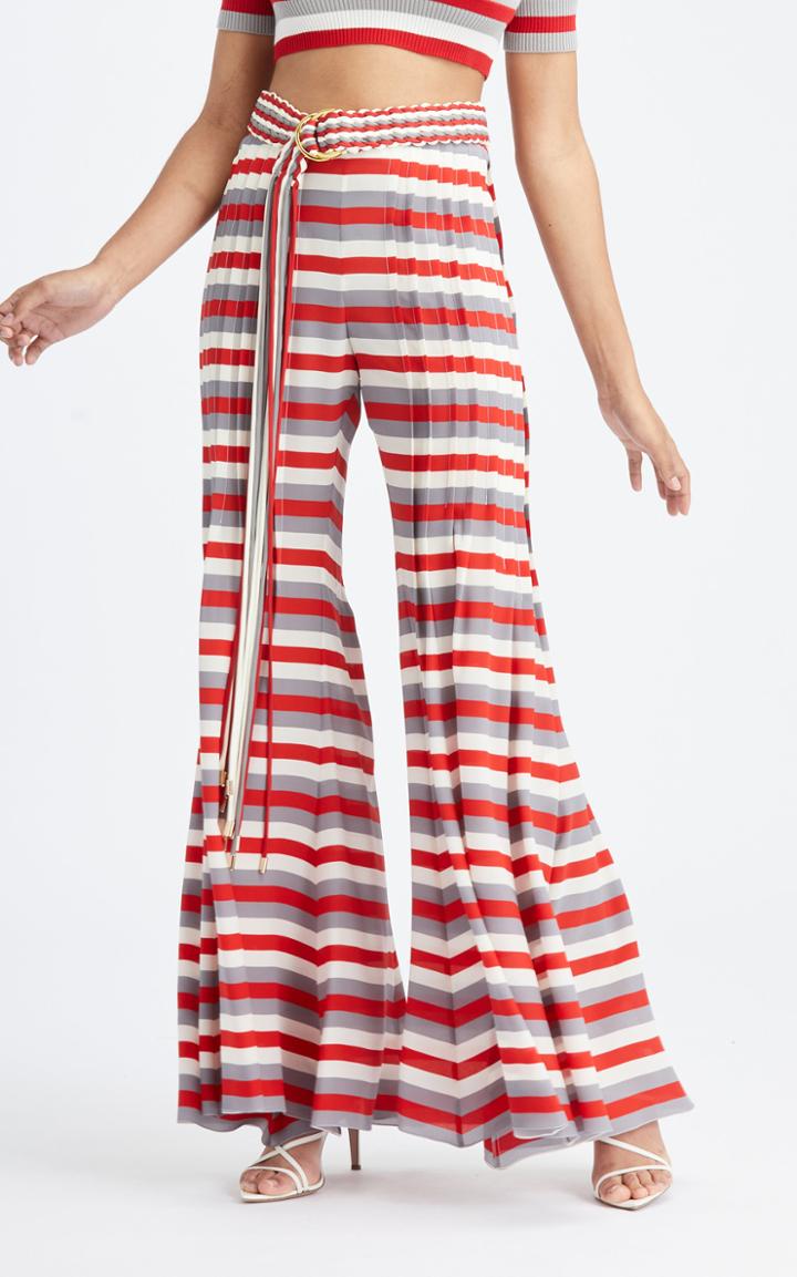 Moda Operandi Oscar De La Renta Mid-rise Pintuck Flared Silk Pant