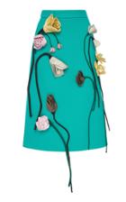 Prada Wool Flower Appliqu Midi Skirt