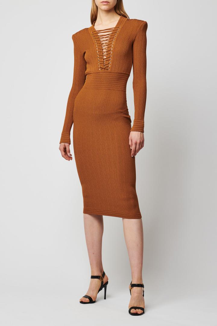 Balmain Knit V-neck Sweater Dress