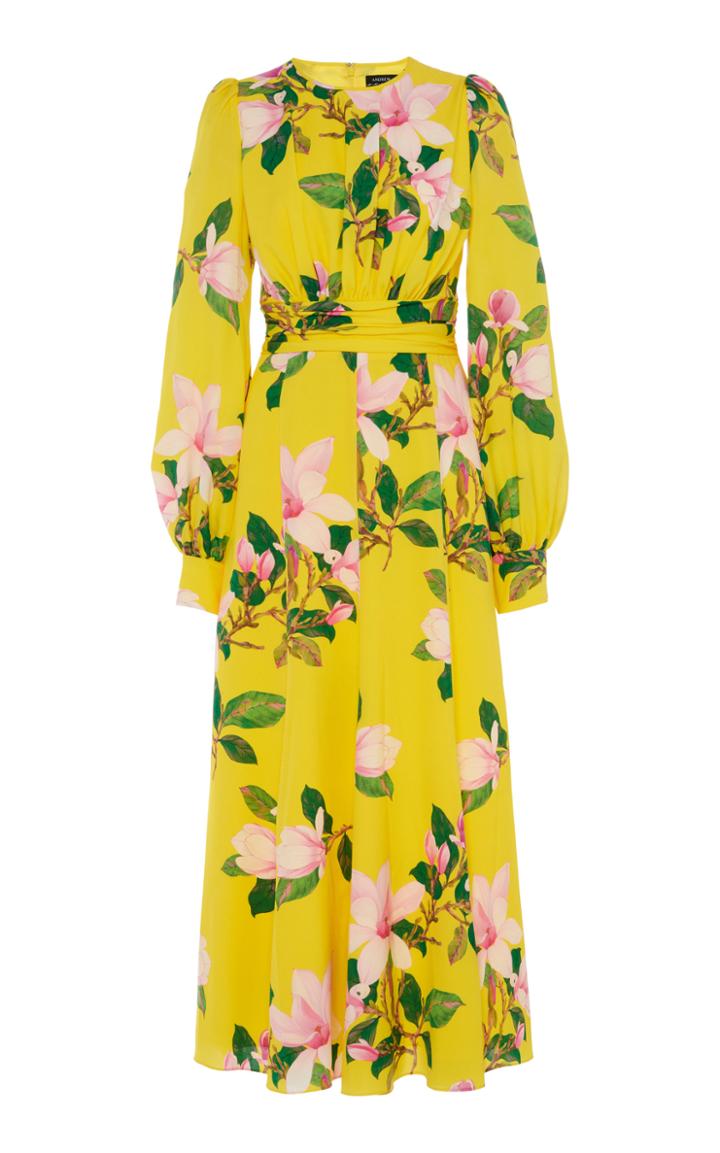 Moda Operandi Andrew Gn Floral Silk Midi Dress