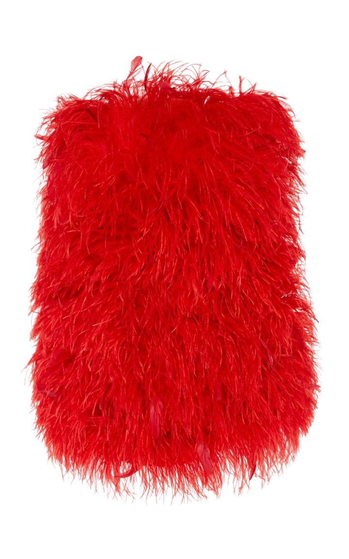 Attico Ostrich Feathers Mini Dress