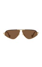 Loewe Aviator-style Leather-trimmed Metal Sunglasses