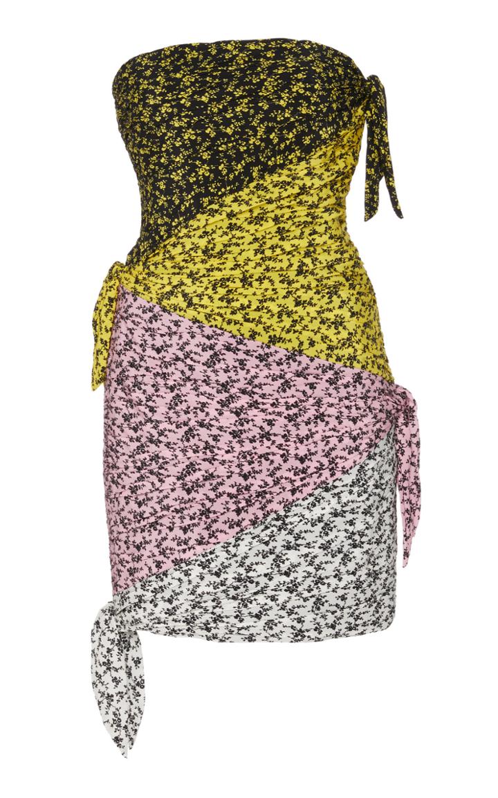 Philosophy Di Lorenzo Serafini Printed Crepe De Chine Strapless Mini Dress