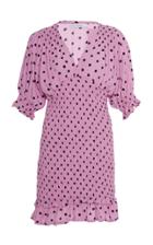 Faithfull The Brand Margherita Ruffled Polka Dot Crepe Mini Dress Size