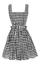 Kalmanovich Black And White Checkered Dress With Cinched Waist