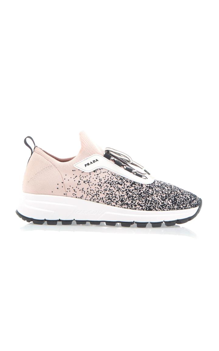 Prada Intarsia Stretch-knit Sneakers