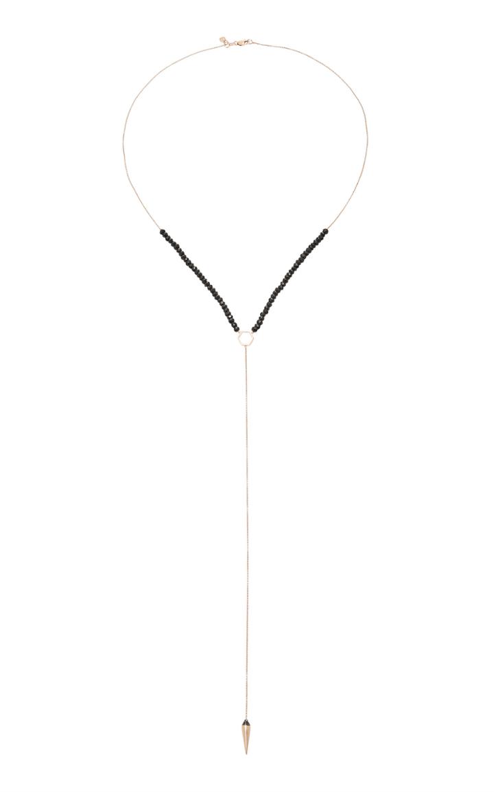 Sydney Evan Black Spinel Faceted Rondel Beaded Lariat