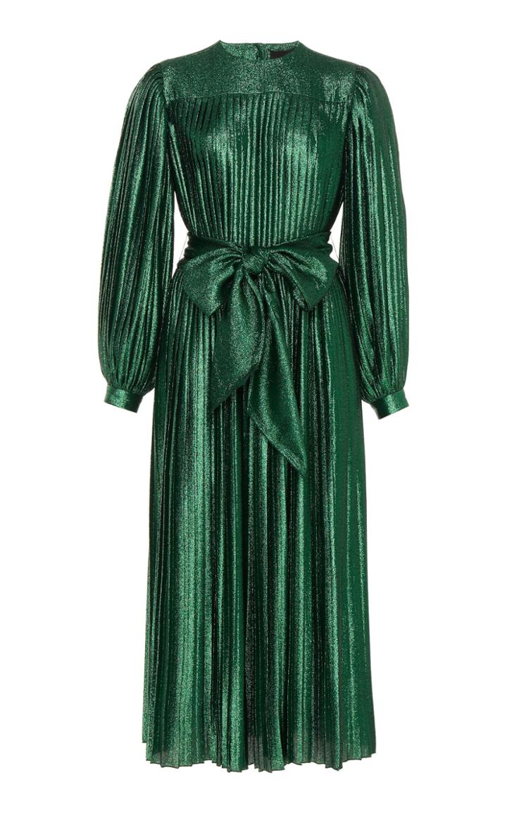 Marc Jacobs Pleated Belted Silk-blend Dress