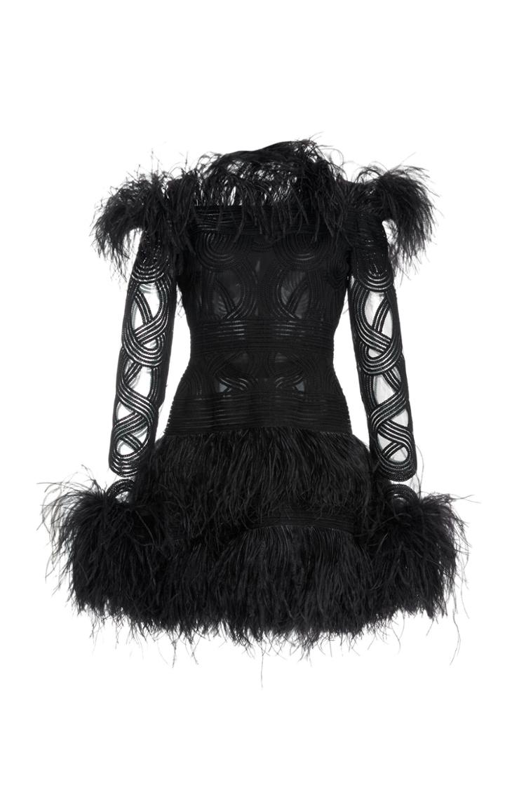 Elie Saab Ostrich Feather Short Dress