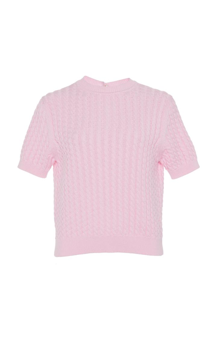 Alessandra Rich Short-sleeve Cotton Ribbed-knit Sweater