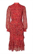 Saloni Isa Asymmetrical Ruffle-tier Silk Midi Dress