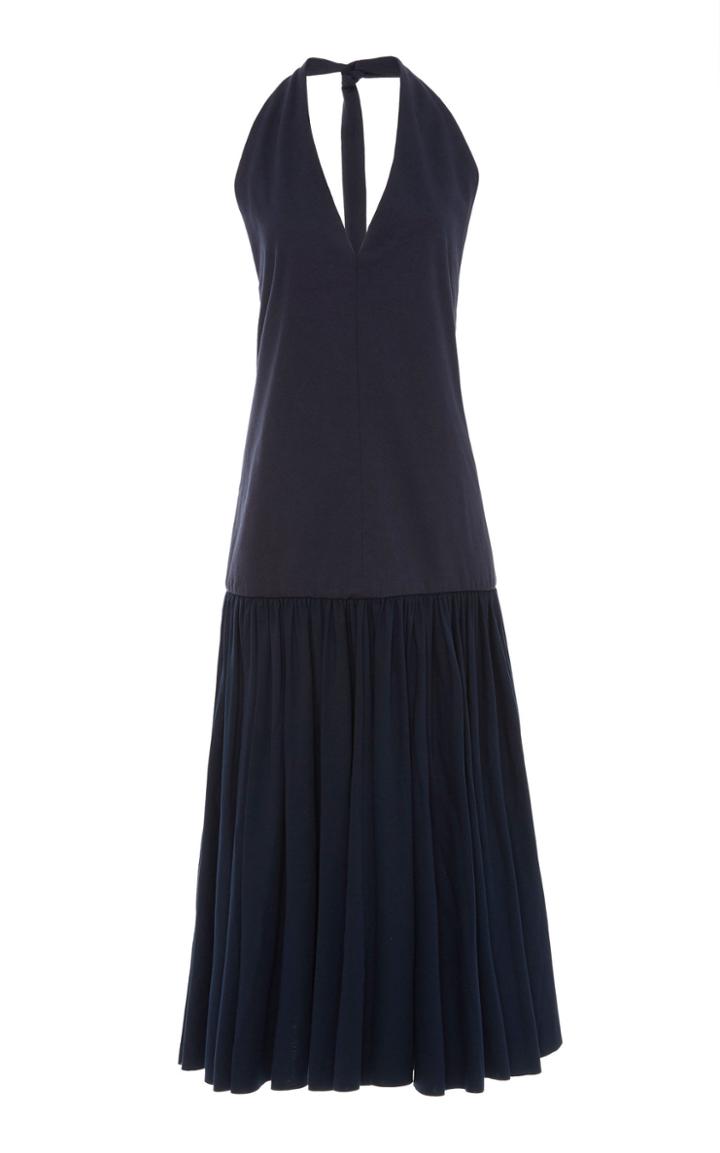 Tibi Punto Milano Cotton Halter Dress