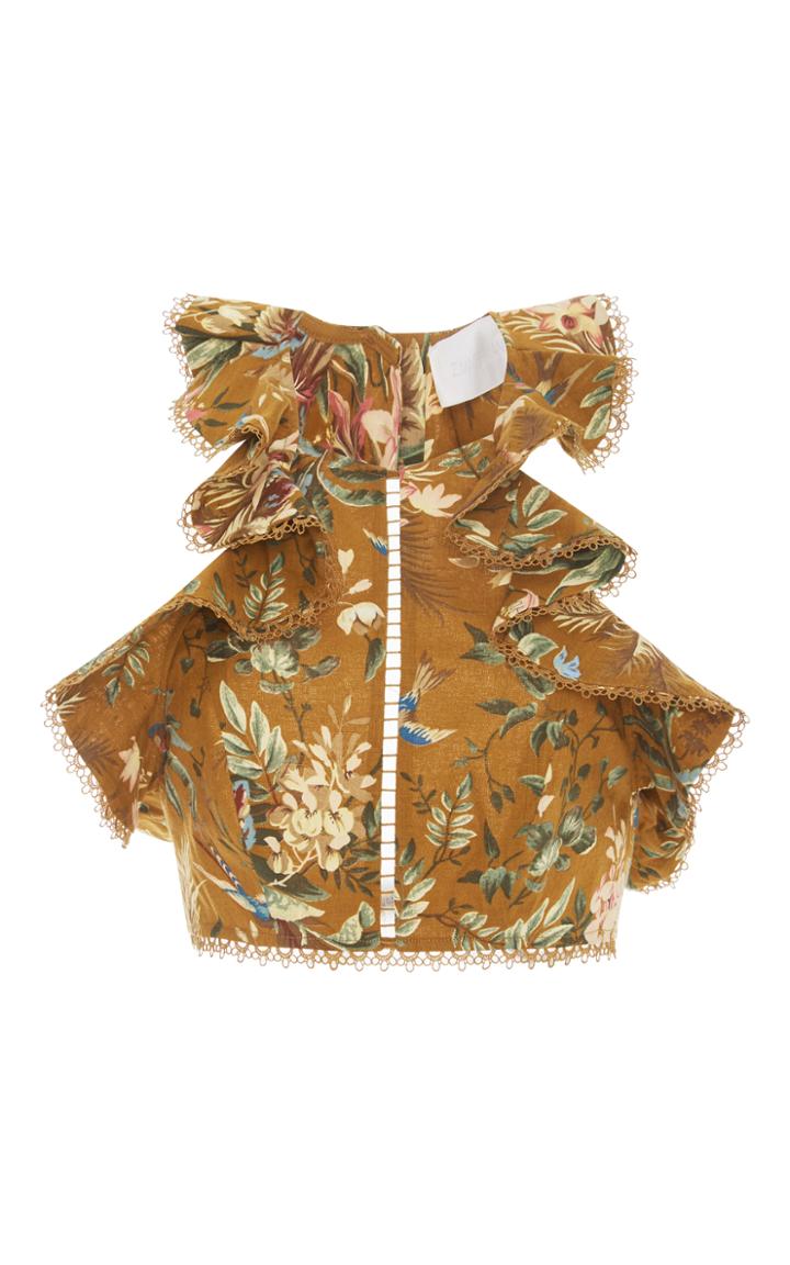 Zimmermann Tropical Floral Flutter Crop Top