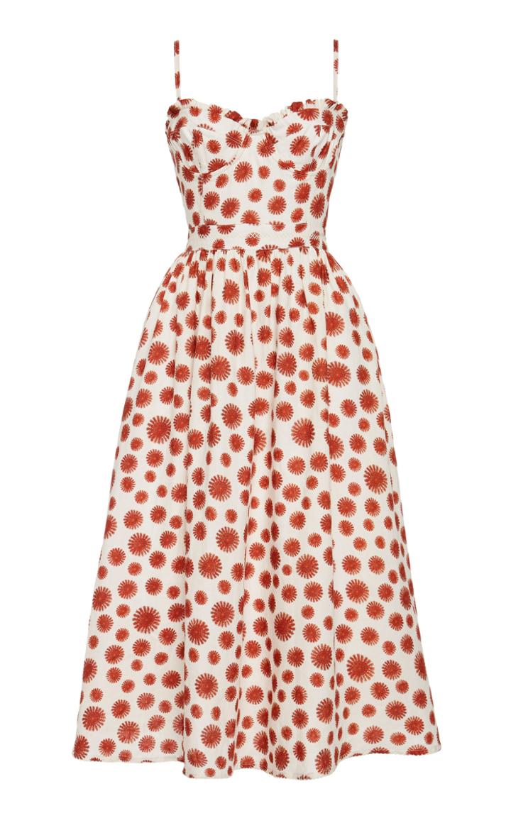 Agua By Agua Bendita Acacia Erizos Printed Linen Midi Dress